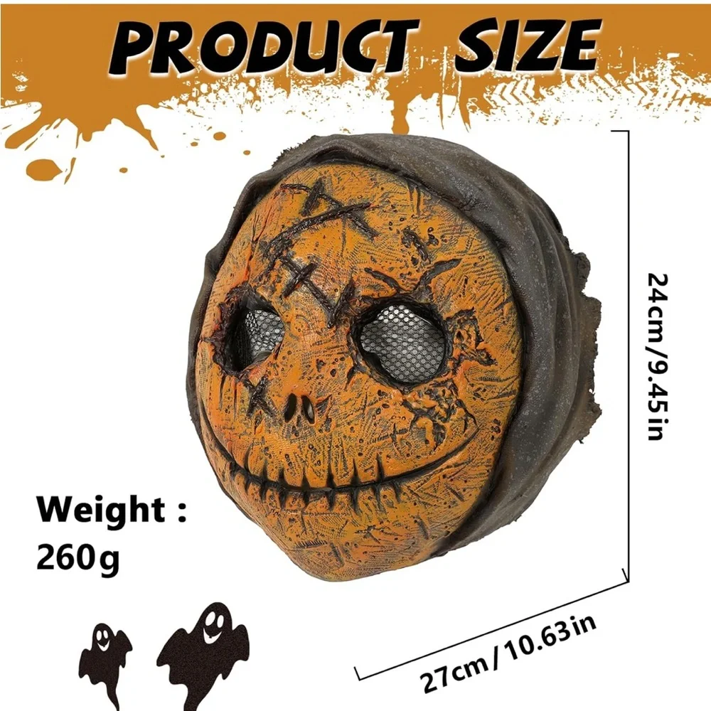 Scary Pumpkin adult Face Mask Halloween Mask
